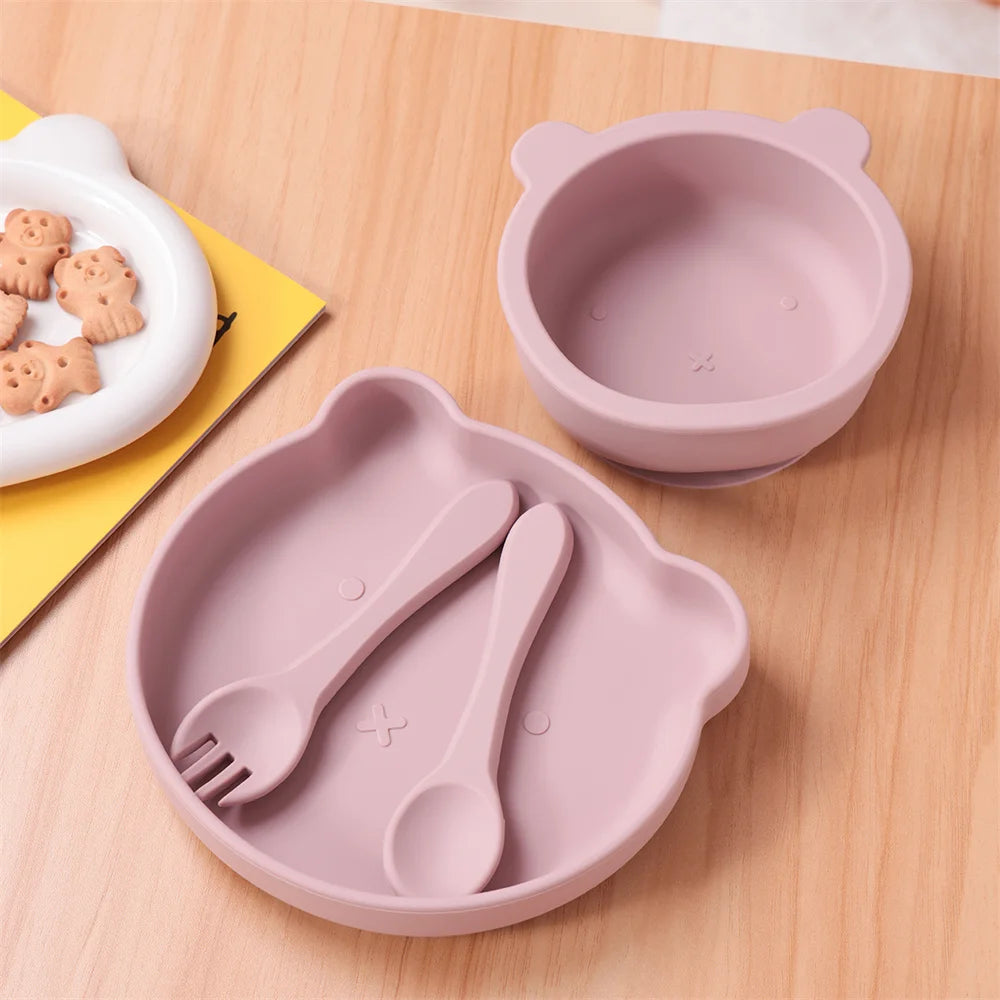 Kit repas bébé en silicone 4 pièces – Autonomie et sérénité