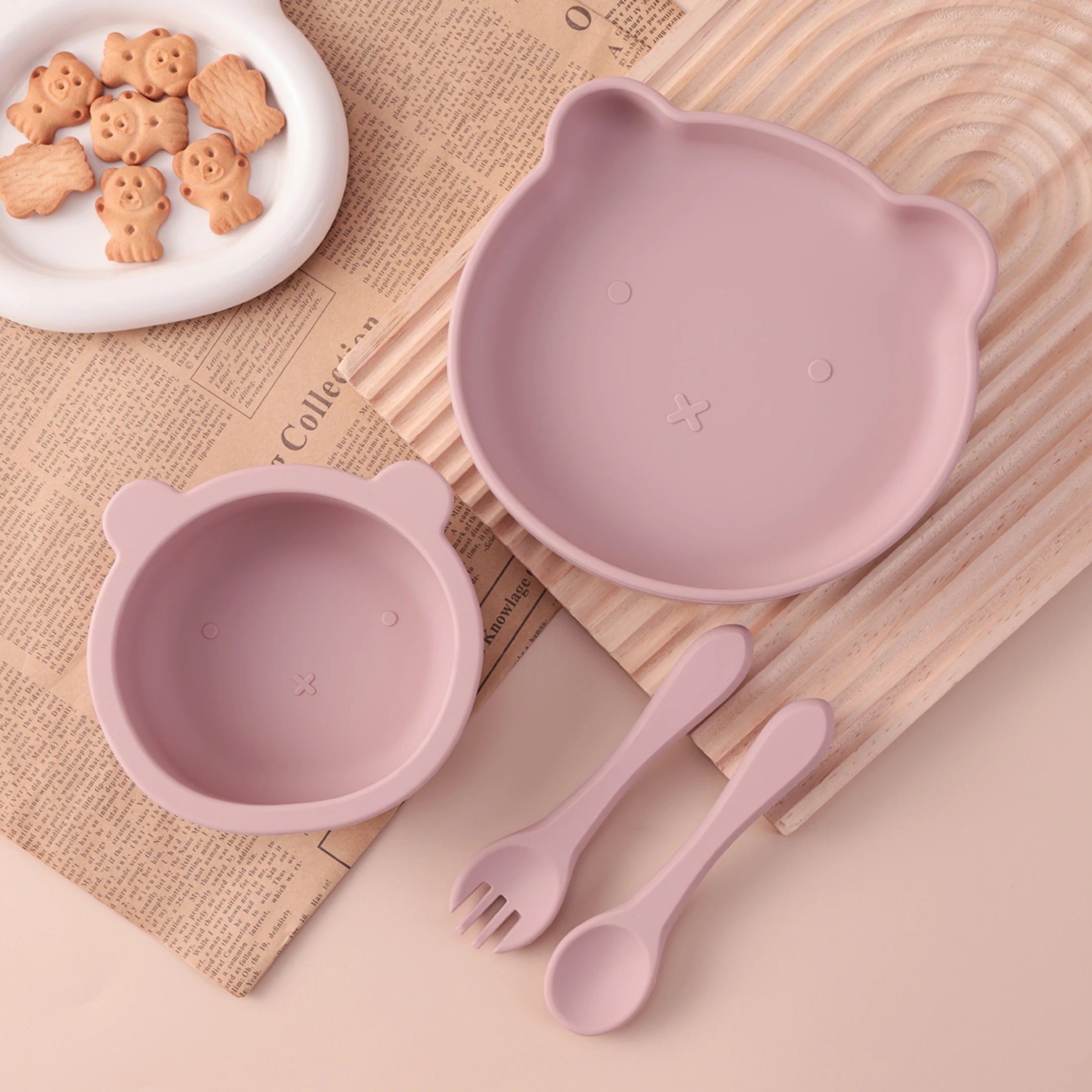 Kit repas bébé en silicone 4 pièces – Autonomie et sérénité