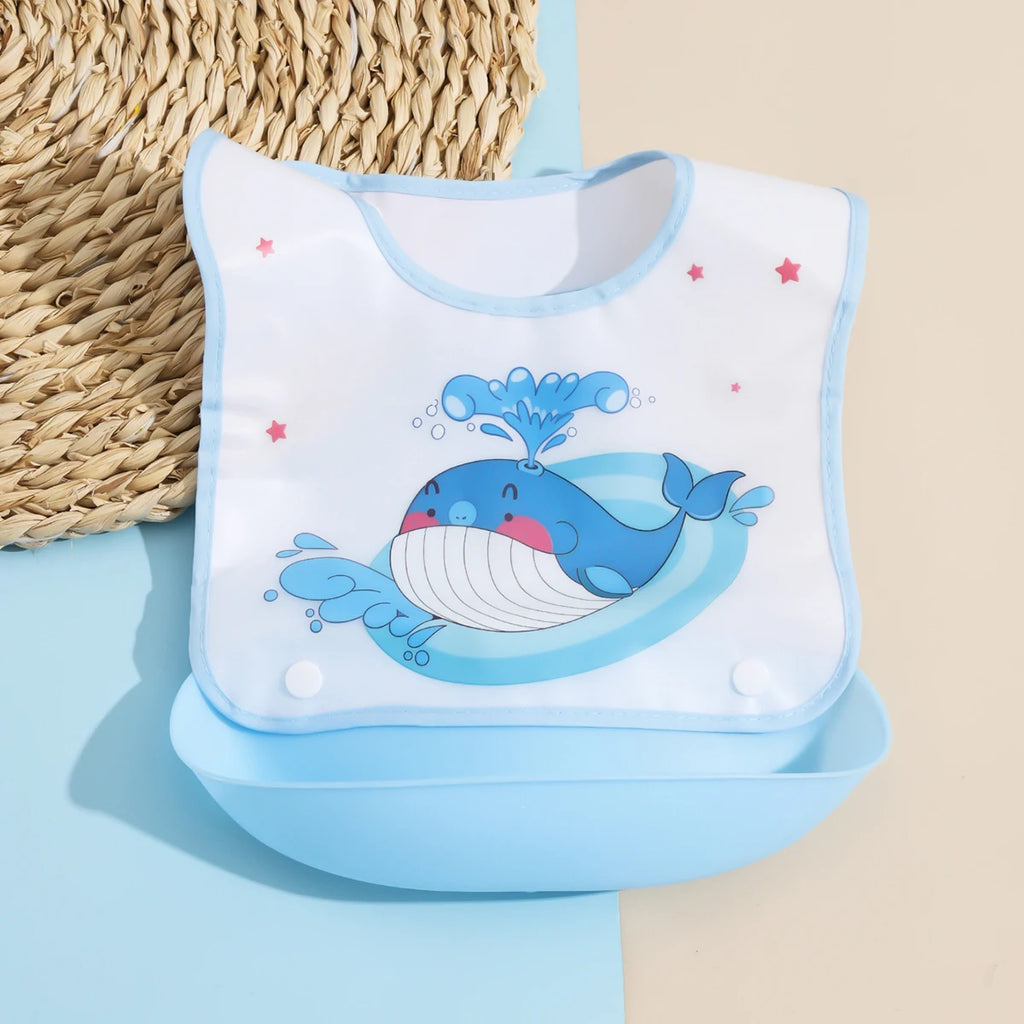 Bavoir imperméable pour bébé avec poche récupératrice – pratique, propre et détachable