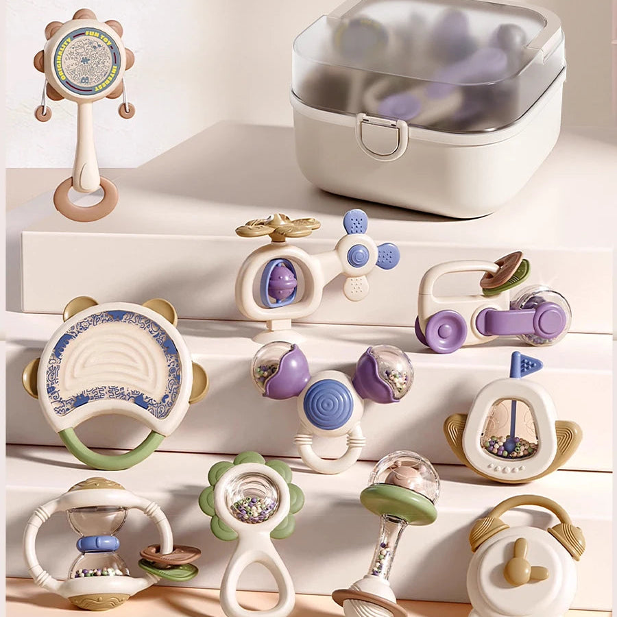 Coffret Sensoriel Bébé – 10 Jouets de Dentition en Silicone