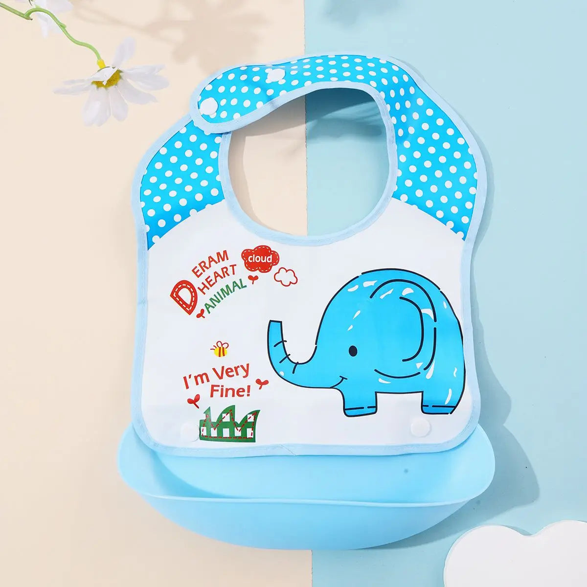 Bavoir imperméable pour bébé avec poche récupératrice – pratique, propre et détachable