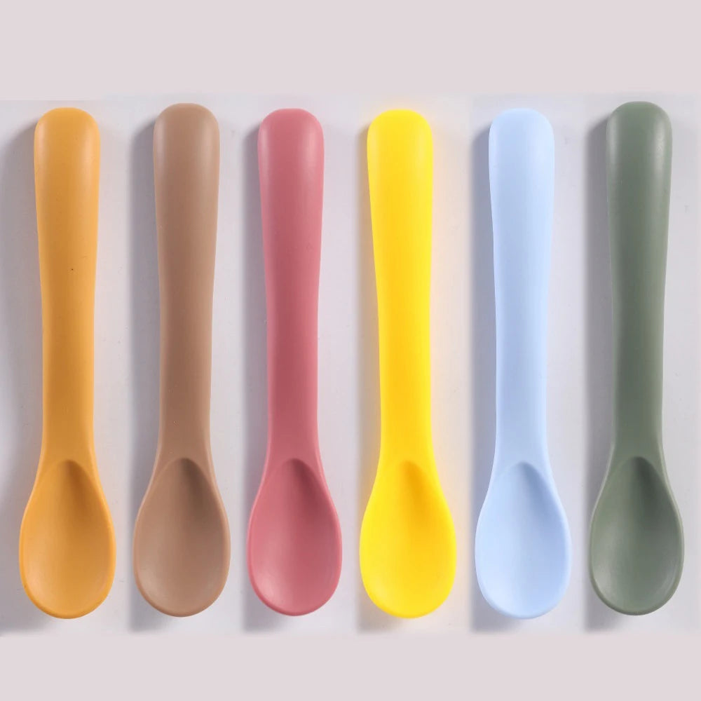 Cuillère d’Apprentissage Bébé en Silicone – Premiers Repas en Douceur
